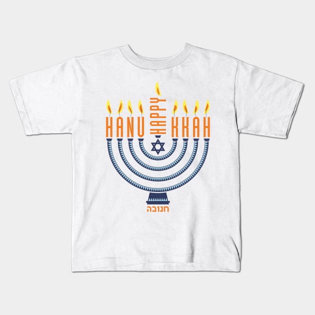 Happy Hanukkah Menorah Kids T-Shirt by TeeTrafik